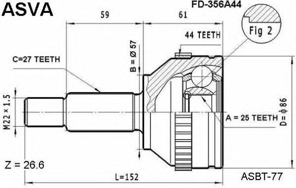 FD356A44 Asva junta homocinética exterior delantera