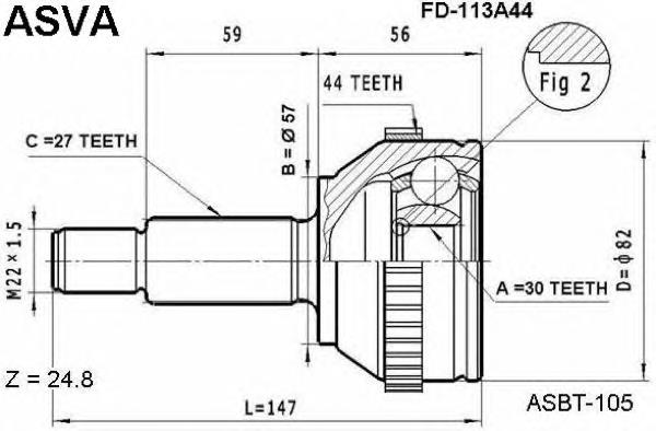 FD113A44 Asva junta homocinética exterior delantera