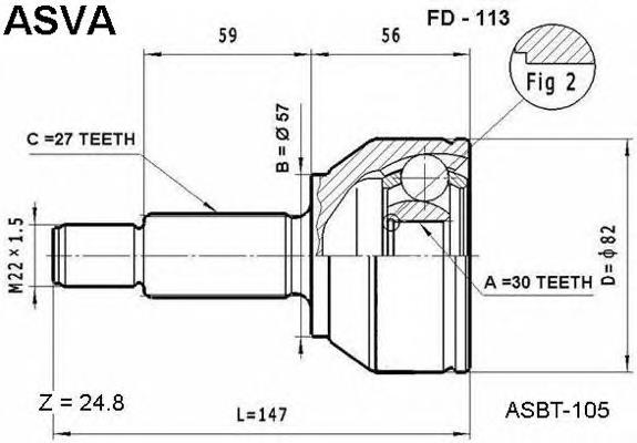  FD 113 Asva junta homocinética exterior delantera