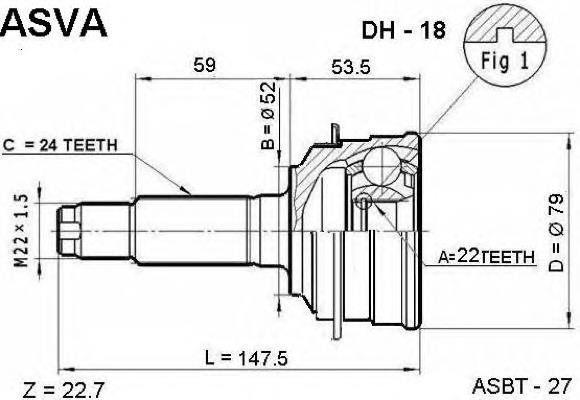 DA018 HDK junta homocinética exterior delantera