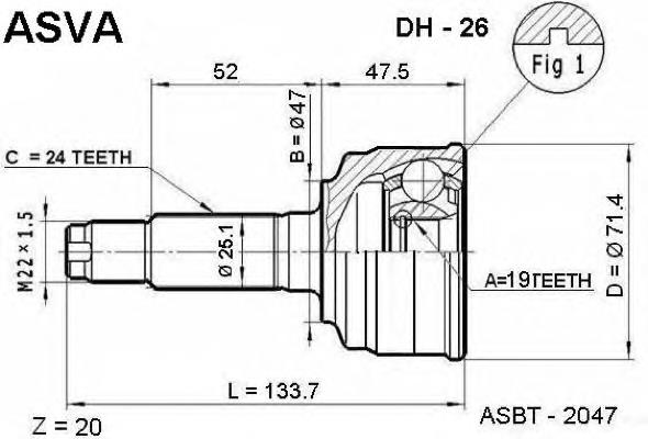 DH26 Asva junta homocinética exterior delantera