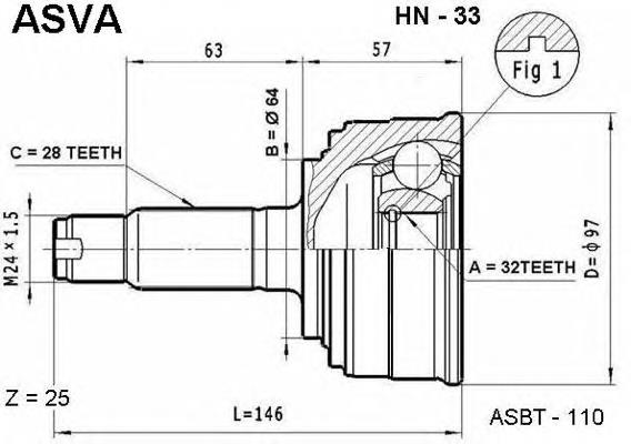 HN33 Asva junta homocinética exterior delantera