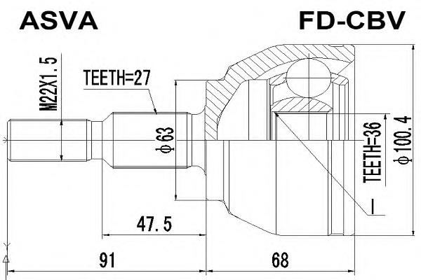 FDCBV Asva junta homocinética exterior delantera