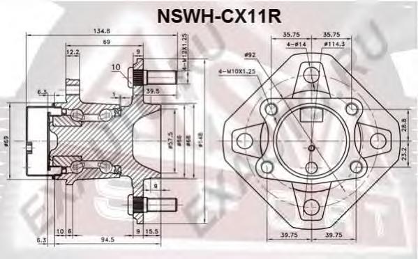 NSWHCX11R Asva cubo de rueda trasero