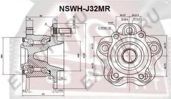 NSWHJ32MR Asva cubo de rueda trasero