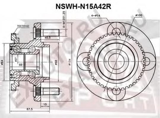 NSWHN15A42R Asva cubo de rueda trasero