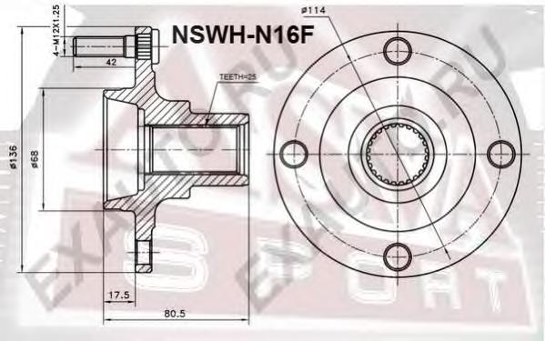 NSWHN16F Asva cubo de rueda delantero