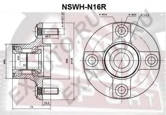 NSWHN16R Asva cubo de rueda trasero