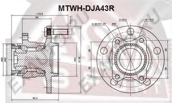 MTWHDJA43R Asva cubo de rueda trasero