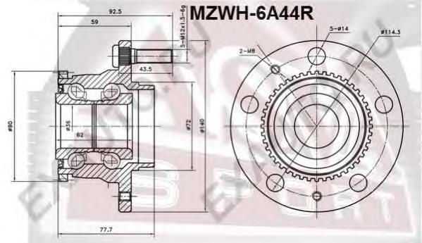 MZWH-6A44R Asva cubo de rueda trasero