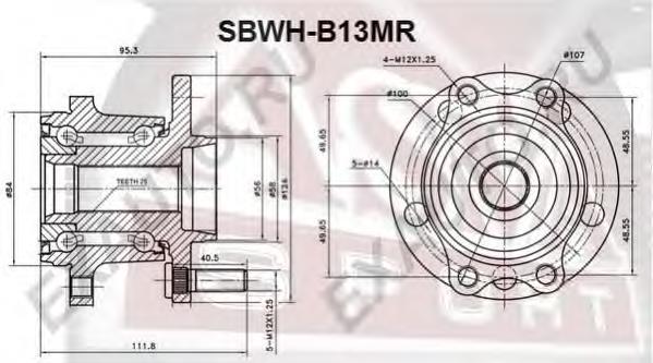 SBWH-B13MR Asva cubo de rueda trasero