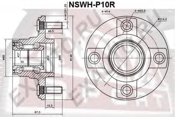 Cubo de rueda trasero NSWHP10R Asva