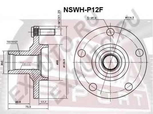 NSWHP12F Asva cubo de rueda delantero