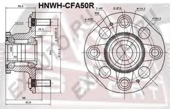 HNWHCFA50R Asva cubo de rueda trasero