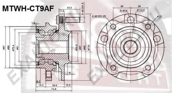 Cubo de rueda delantero MTWHCT9AF Asva