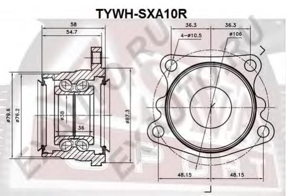 TYWHSXA10R Asva cojinete de rueda trasero