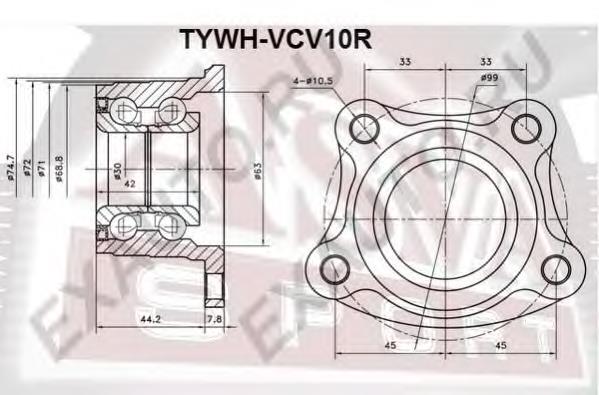 TYWHVCV10R Asva cojinete de rueda trasero