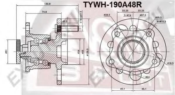 TYWH190A48R Asva cubo de rueda trasero