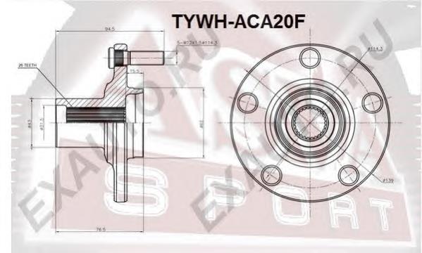 TYWHACA20F Asva cubo de rueda delantero