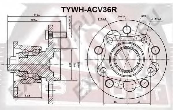 TYWHACV36R Asva cubo de rueda trasero