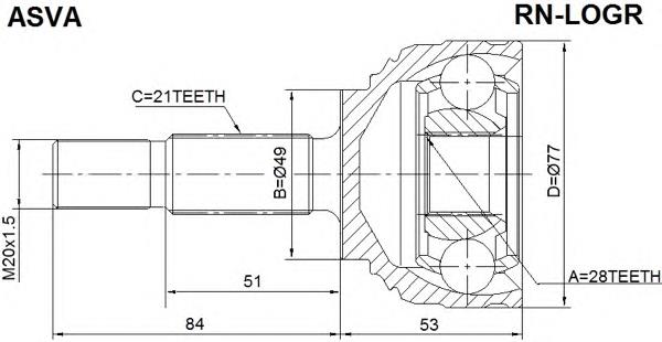 RNLOGR Asva junta homocinética exterior delantera