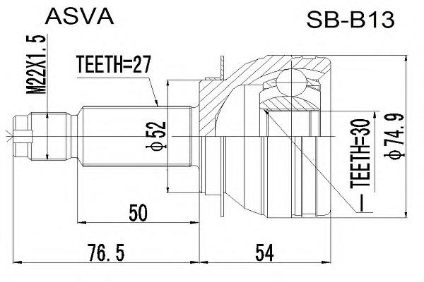 Junta homocinética exterior delantera SBB13 Asva