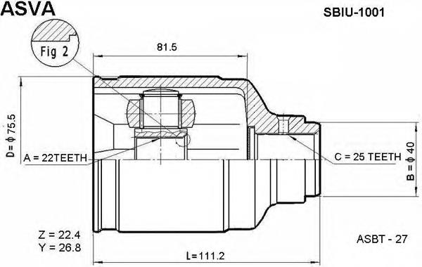 SBIU1001 Asva junta homocinética interior delantera