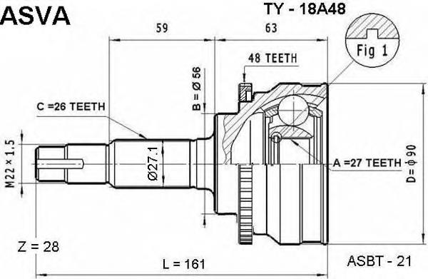 Junta homocinética exterior delantera ADT38939B Blue Print