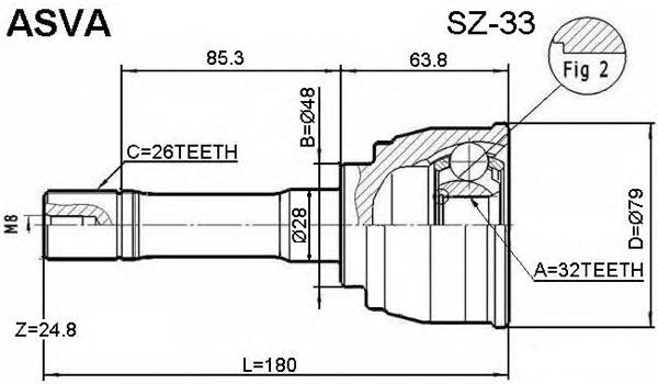 Junta homocinética exterior delantera 4410154J01 Suzuki