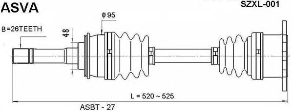 Árbol de transmisión delantero izquierdo SZXL001 Asva