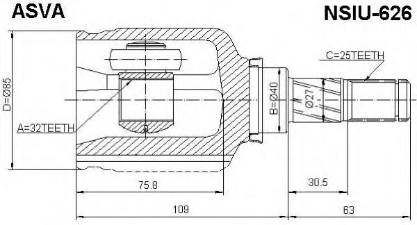 NSIU626 Asva junta homocinética interior delantera