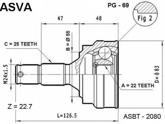 PG69 Asva junta homocinética exterior delantera