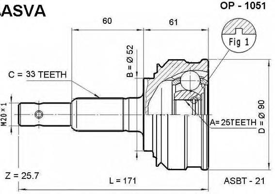 OP1051 Asva junta homocinética exterior delantera