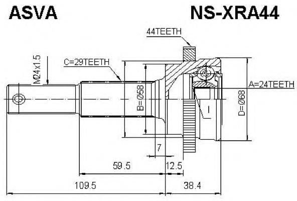 NSXRA44 Asva junta homocinética exterior trasera