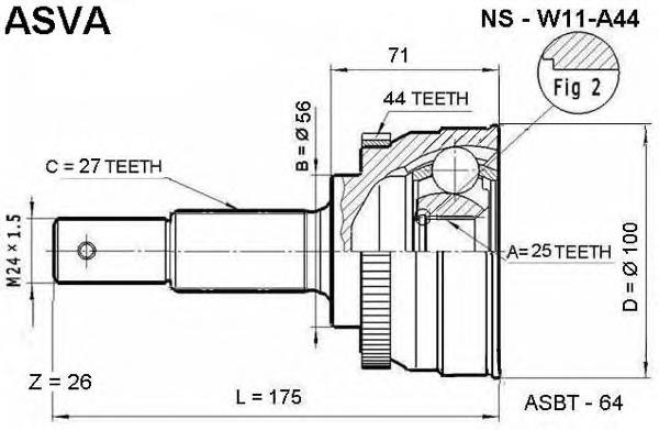 NSW11A44 Asva junta homocinética exterior delantera