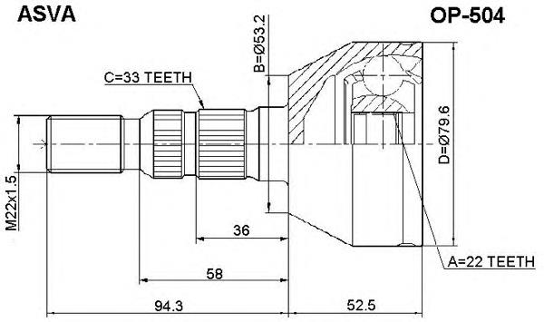 OP504 Asva junta homocinética exterior delantera