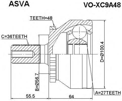 Junta homocinética exterior delantera VOXC9A48 Asva