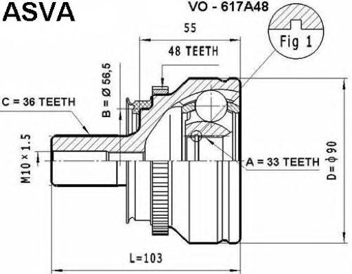 VO617A48 Asva junta homocinética exterior delantera