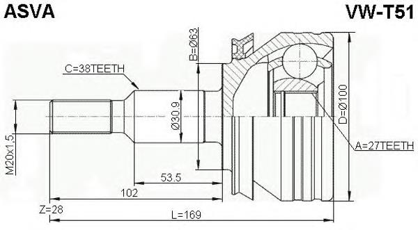 VWT51 Asva junta homocinética exterior delantera