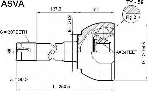 ty-58 Asva junta homocinética exterior delantera