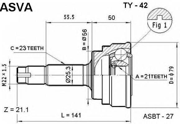 TY42 Asva junta homocinética exterior delantera