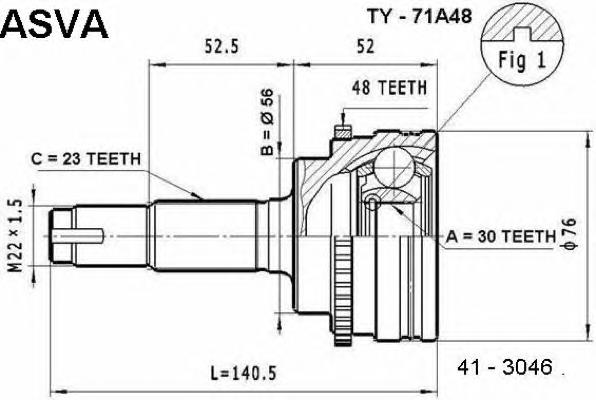 TY71A48 Asva junta homocinética exterior delantera