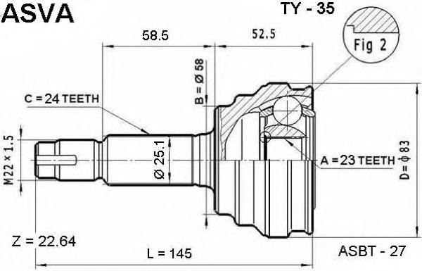 Junta homocinética exterior delantera GI265 Japan Parts