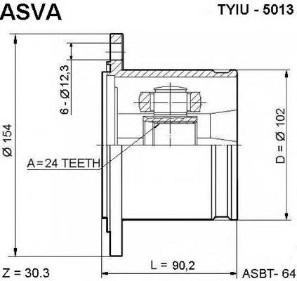 TYIU5013 Asva junta homocinética interior delantera