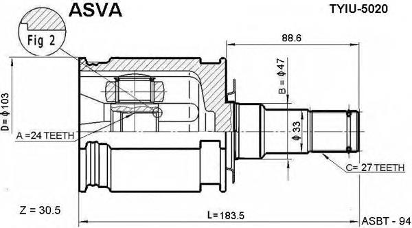 TYIU5020 Asva junta homocinética interior delantera