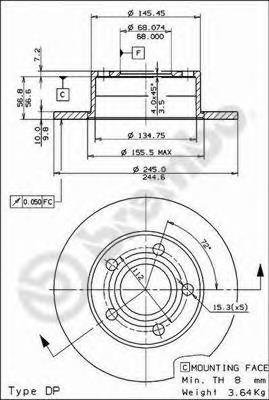 Comprar 08574311 Brembo Disco de freno trasero