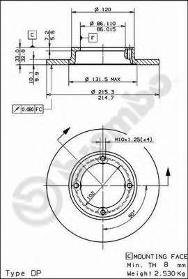 Disco de freno delantero Brembo 08502610