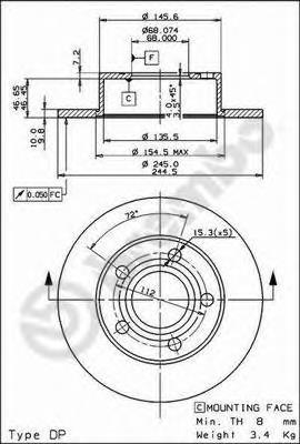 08908311 Brembo disco de freno trasero