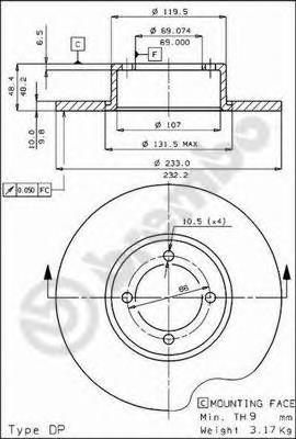 3265880 Volvo freno de disco delantero