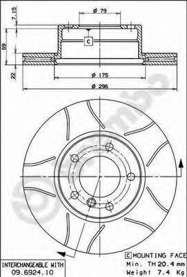 Disco de freno 09692475 Brembo